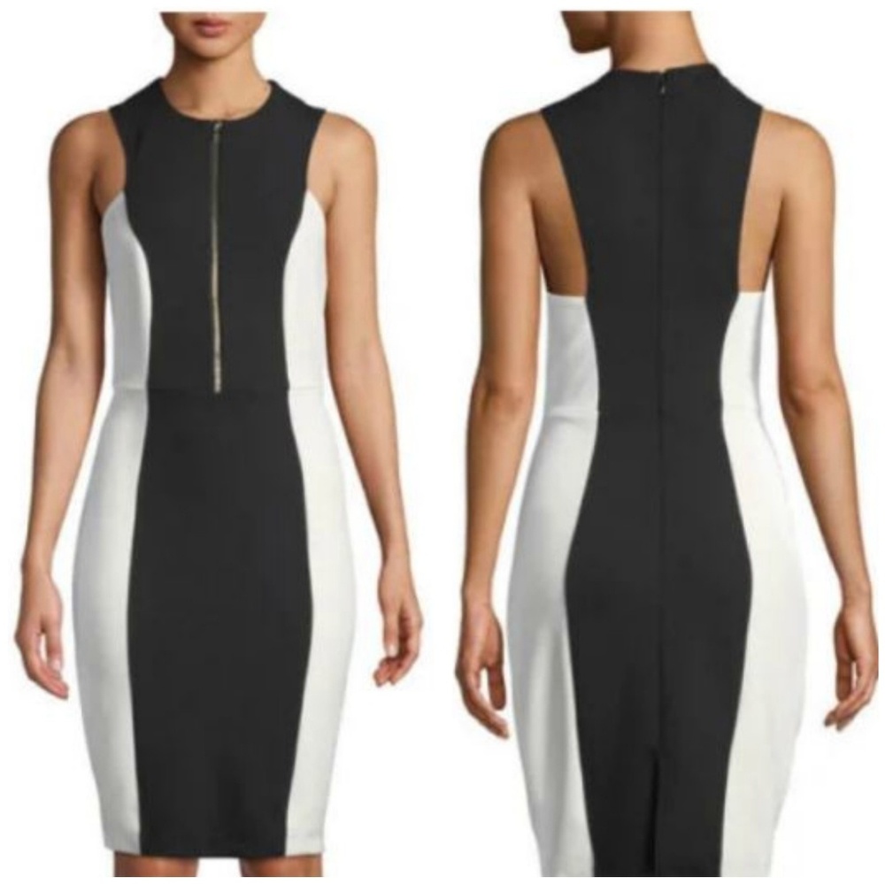 Neiman Marcus Color Block Slimming Sheath Dress